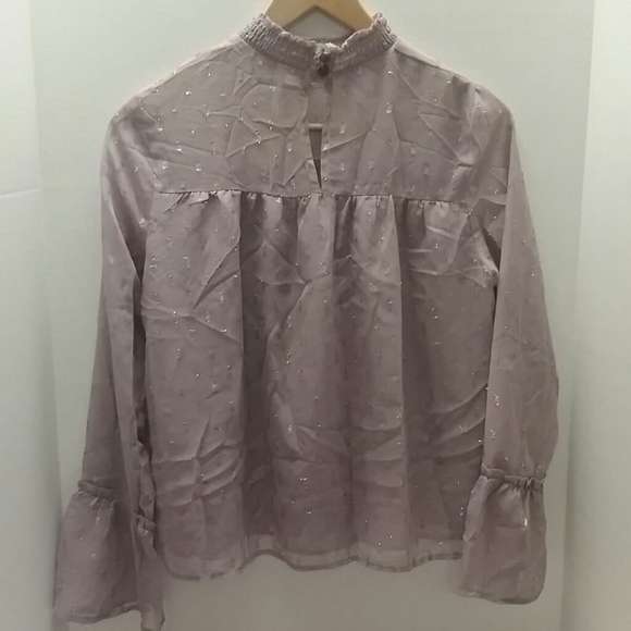 Amethyst and Metallic Gold Sheer Blouse - Picture 2 of 9